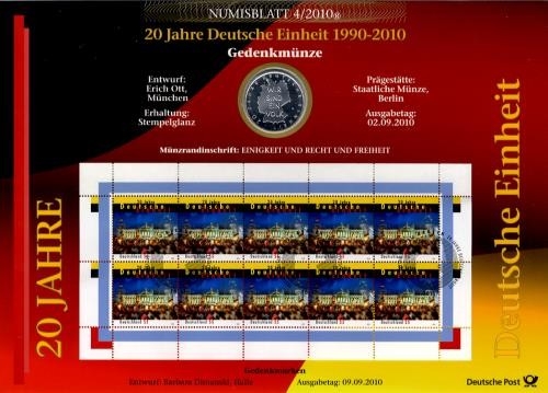 BUND Numisblatt 4/2010 - 10 EURO - 20 Jahre Deutsche Einheit