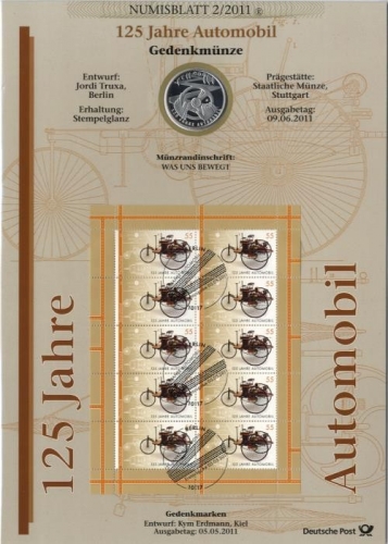 BUND Numisblatt 2/2011 - 10 EURO - 125 Jahre Automobil