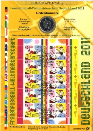 BUND Numisblatt 3/2011 - 10 EURO - Frauenfußball WM in Deutschland
