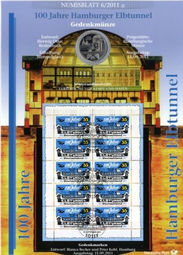 BUND Numisblatt 6/2011 - 10 EURO - 100 Jahre Hamburger Elbtunnel