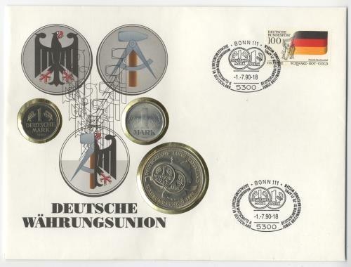 DDR Numisbrief 1990 | 1 DM, 1 M, Medaille | Währungsunion | Worbes 115