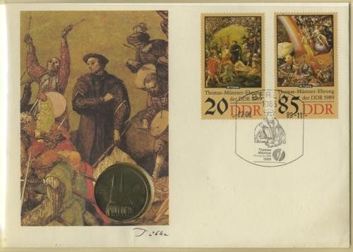 DDR Numisbrief 5 M | Thomas Müntzer Zwickau | Worbes 67