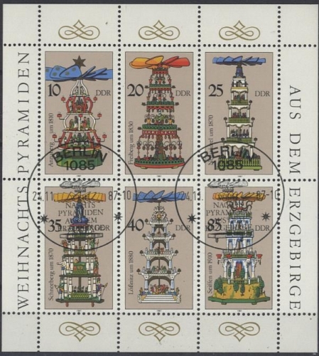 DDR, MiNr. 3134-3139 Kleinbogen gestempelt SST