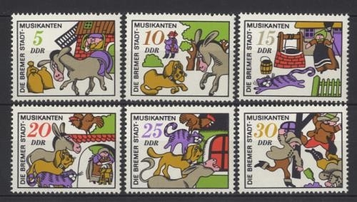 DDR, MiNr. 1717-1722 postfrisch Einzelmarken - Märchen Die Bremer Stadtmusikanten
