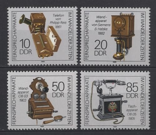 DDR, MiNr. 3226-3229 postfrisch - Fernsprechapparate - Einzelmarken