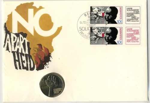 DDR Numisbrief 5 Mark 1978 | Solidarität - Anti Apartheid 1988 | Worbes 56 a