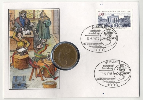 DDR Numisbrief 5 M | Ausstellung 20 Jahre DDR 1993 | Worbes 190