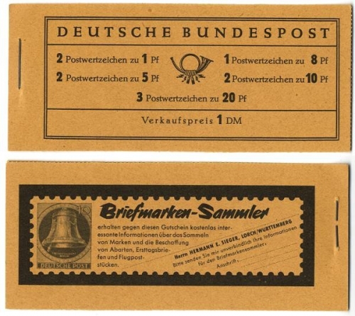 Bund, Markenheftchen MH 4 Y II RLV III postfrisch