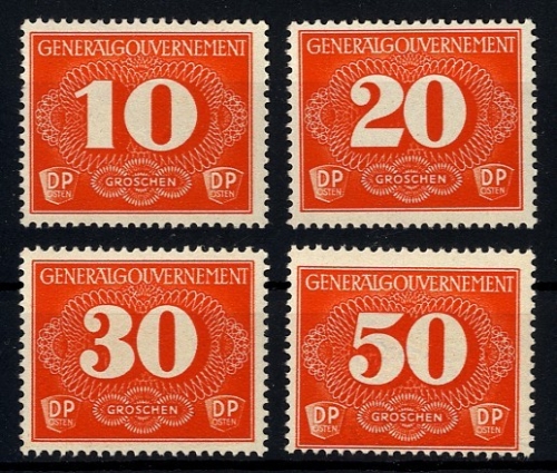 Generalgouvernement, Zustellungsmarken, Michel Nr. Z1-4 postfrisch