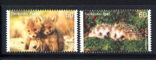 Bund, Michel Nr. 3047-3048 postfrisch - Tierbabys: Rotfuchs, Igel