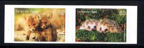 Bund, Michel Nr. 3053-3054 postfrisch - Tierbabys (I) Rotfuchs, Igel - selbstklebend