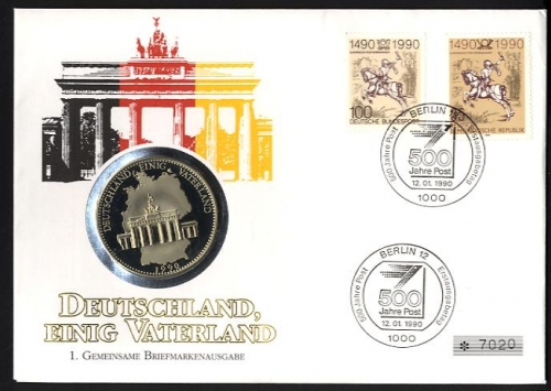 DDR Numisbrief Medaille | Deutschland einig Vaterland 1990 | Worbes 85