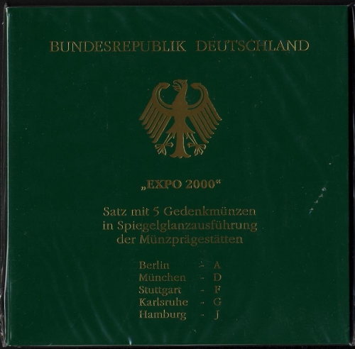 BRD 5 x 10 DM - Weltausstellung EXPO Hannover - 2000 PP - ADFGJ original Blister