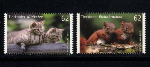 Bund, Michel Nr. 3124-3125 postfrisch - Tierbabys Eichhörnchen und Wildkatze