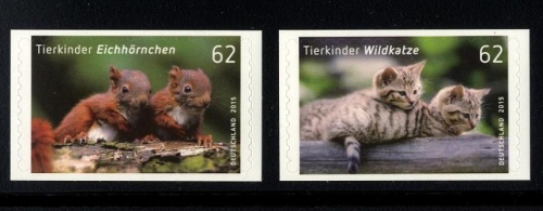 Bund, Michel Nr. 3129-3130 postfrisch - Tierbabys Eichhörnchen und Wildkatze - selbstklebend