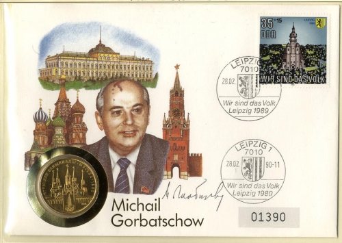 DDR Numisbrief 5 M | Michail Gorbatschow 1990 | Worbes 93