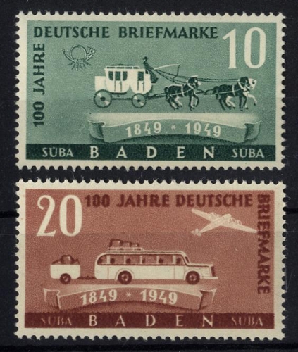 Französische Zone, Baden Nr. 54-55 postfrisch - 100 Jahre Deutsche Briefmarken