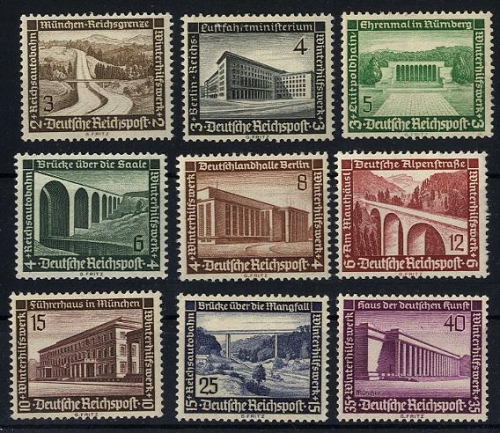 Deutsches Reich, MiNr. 634-642 postfrisch - Winterhilfswerk 1936 - Bauwerke
