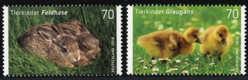 Bund, Michel Nr. 3217-3218 postfrisch - Tierkinder Feldhase + Graugans