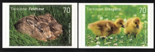 Bund, Michel Nr. 3222-3223 postfrisch - Feldhase + Graugans - selbstklebend