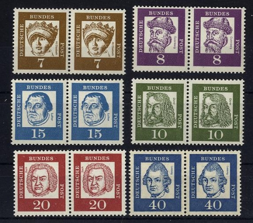 Bund, Michel Nr. 347-355 x waagerechte Paare postfrisch