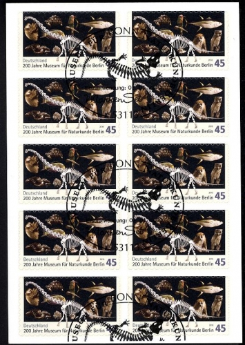 Bund, Folienblatt 5 gestempelt ESST - MiNr. 2780 - Museum für Naturkunde Berlin