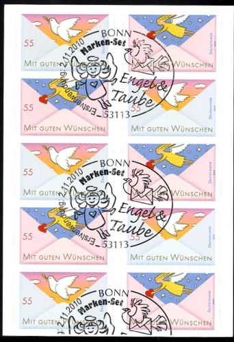 Bund, Folienblatt 12 gestempelt ESST - MiNr. 2827-28 - Taube Engel