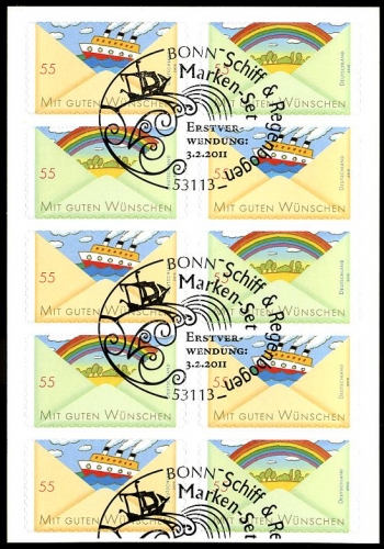 Bund, Folienblatt 13 gestempelt ESST - MiNr. 2848-49 - Schiff Regenbogen
