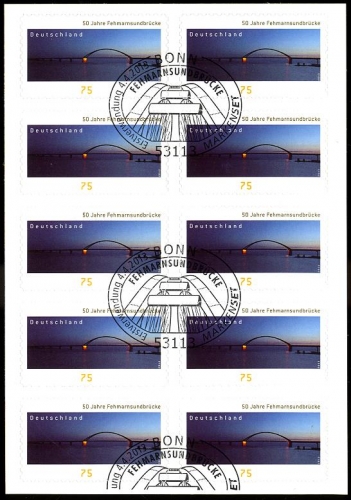 Bund, Folienblatt 29 gestempelt ESST - 3003 - Fehmarnsundbrücke