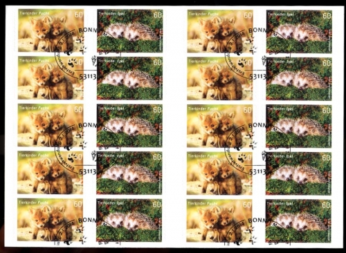 Bund, Folienblatt 36 gestempelt ESST - 3053-3054 - Fuchs Igel