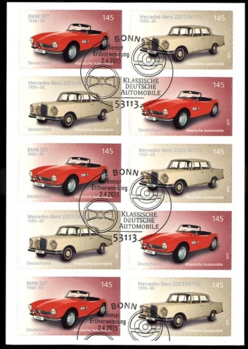 Bund, Folienblatt 47 gestempelt ESST - 3147-3148 - BMW 507, Mercedes Benz 220S