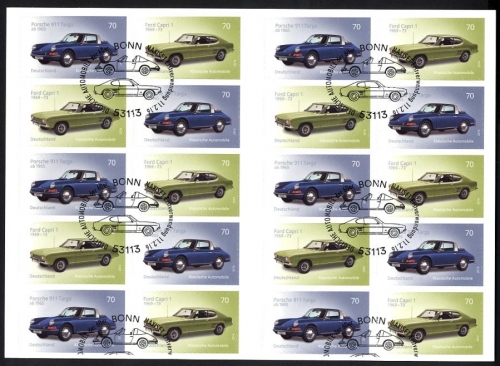 Bund, Folienblatt 53 gestempelt ESST - 3213-3214 - Porsche 911, Ford Capri