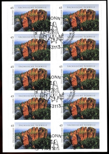 Bund, Folienblatt 59 gestempelt ESST - 3251 - Schrammsteine Sächsische Schweiz
