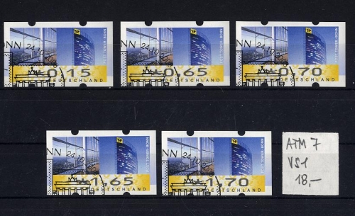 Bund, ATM 7 VS1 2008 gestempelt ESST Bonn - Versandstellensatz VS1