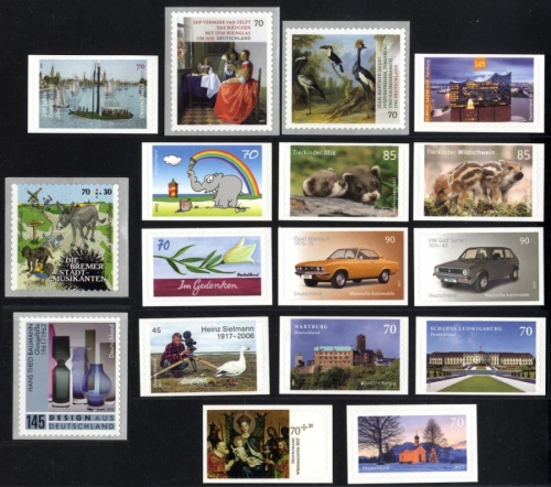 BRD / BUND 2017 selbstklebende Briefmarken postfrisch komplett