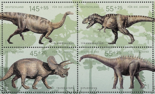 Bund, MiNr. 2687-2690 postfrisch - Einzelmarken aus Block 73 - Dinosaurier
