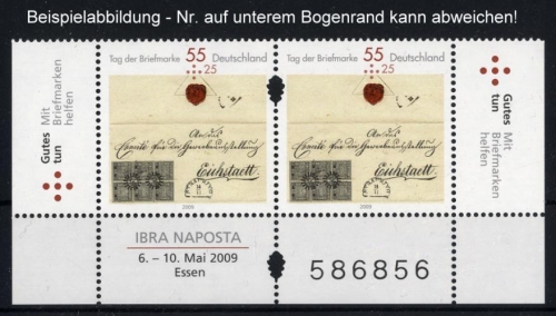 Bund 2735 Sr/Sl Zusammendruck Unterrand postfrisch - NAPOSTA 2009 Tag der Briefmarke