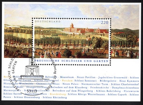 Bund, Block 66 Preußische Schlösser und Gärten gestempelt ESST BONN