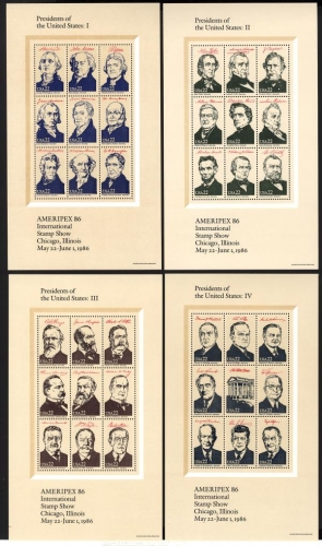 USA Block 17-20 postfrisch, Präsidentenn der USA, AMERIPEX 86 - MNH