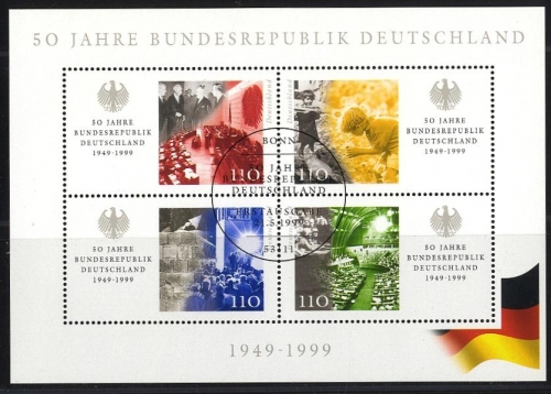 Bund, Block 49 gestempelt ESST BONN - 50 Jahre Bundesrepublik Deutschland