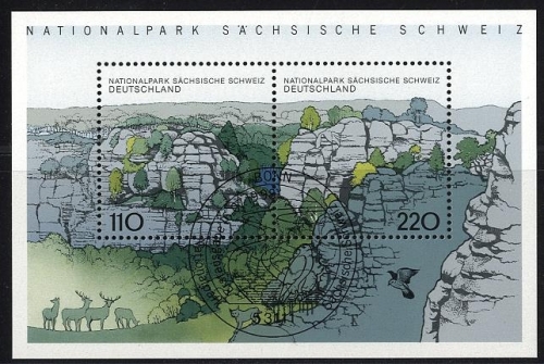 Bund, Block 44 gestempelt ESST BONN - Nationalpark Sächsische Schweiz