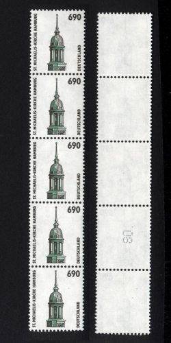 Bund, MiNr. 1860 v II R postfrisch, 5er-Streifen gerade ZN 80. Rollenmarke