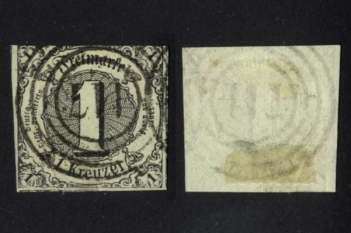 Thurn & Taxis #117 Griesheim MiNr. 7 a glasklar Abschlag