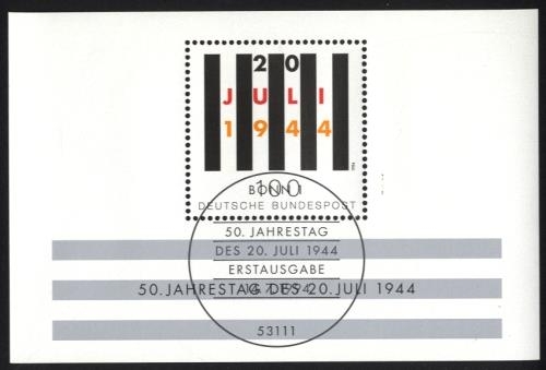 Bund, Block 29 gestempelt - Hitler-Attentat ESST / EVST BONN