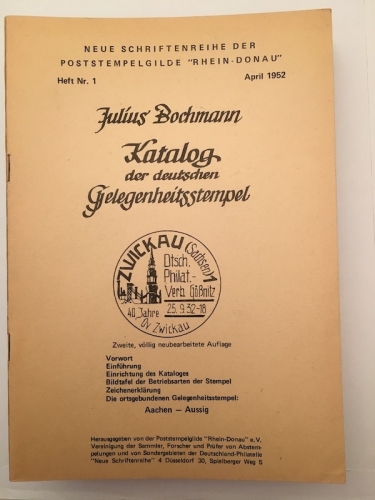 Bochmann Kataloge der deutschen Gelegenheitsstempel Poststempelgilde Heft Nr. 1