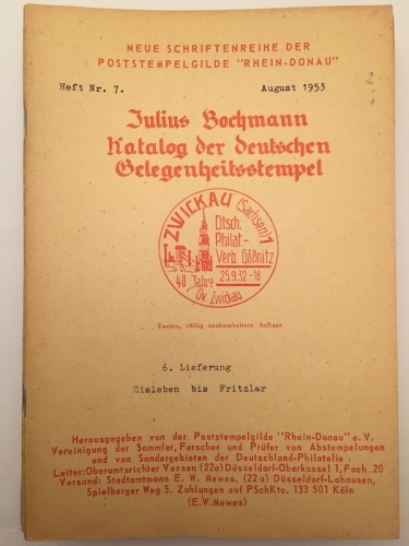 Bochmann Kataloge der deutschen Gelegenheitsstempel Poststempelgilde Heft Nr. 7