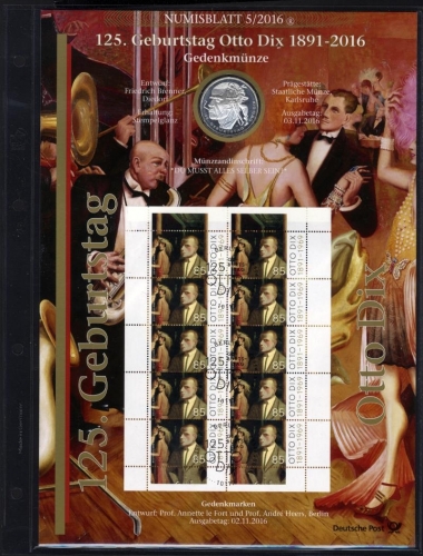Numisblatt 5/2016 - 20 EURO - 125. Geburtstag Maler Otto Dix