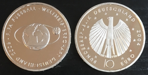 10 EURO - FIFA Fußball WM 2006 - 2004 F Stuttgart unten, stempelglanz