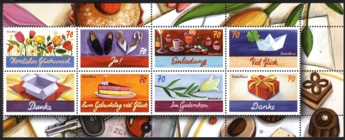 Bund 3386-3387 Zusammendruckbogen ungefaltet H-Blatt 53 postfrisch - Schreibanlässe