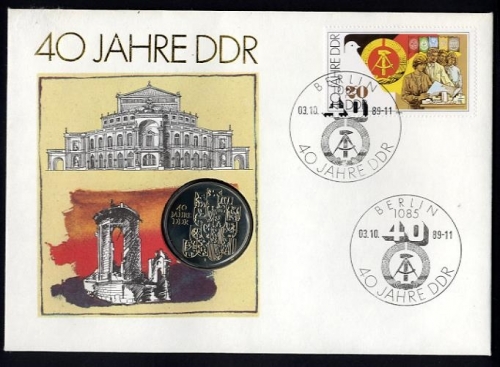 DDR Numisbrief 10 M | 40 Jahre DDR 1989 | Worbes 68